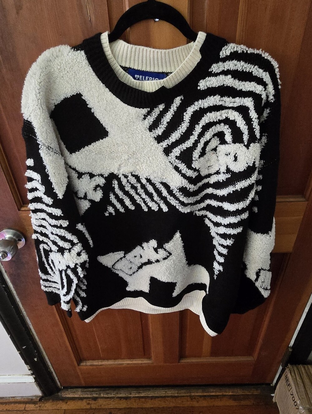 Black & White Textured Graphic Sweater